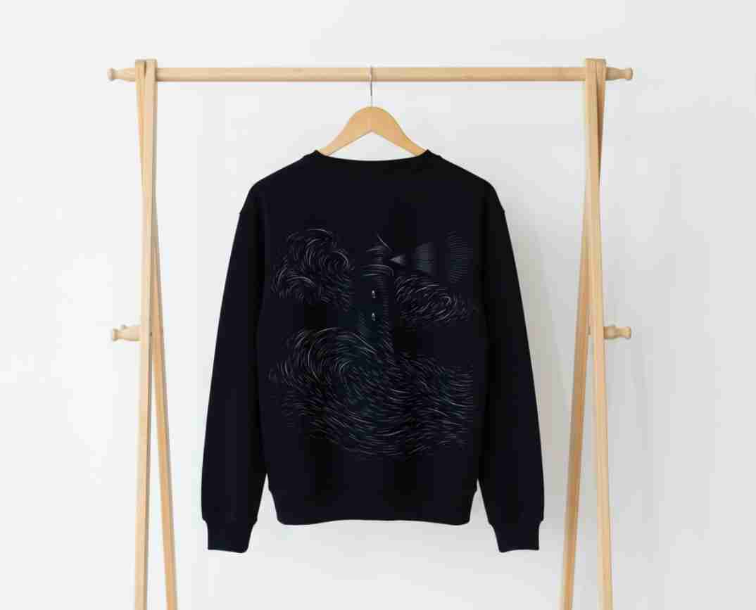 PHAROS editie sweater in navy met stormgrijs borduur - Saint Dutch